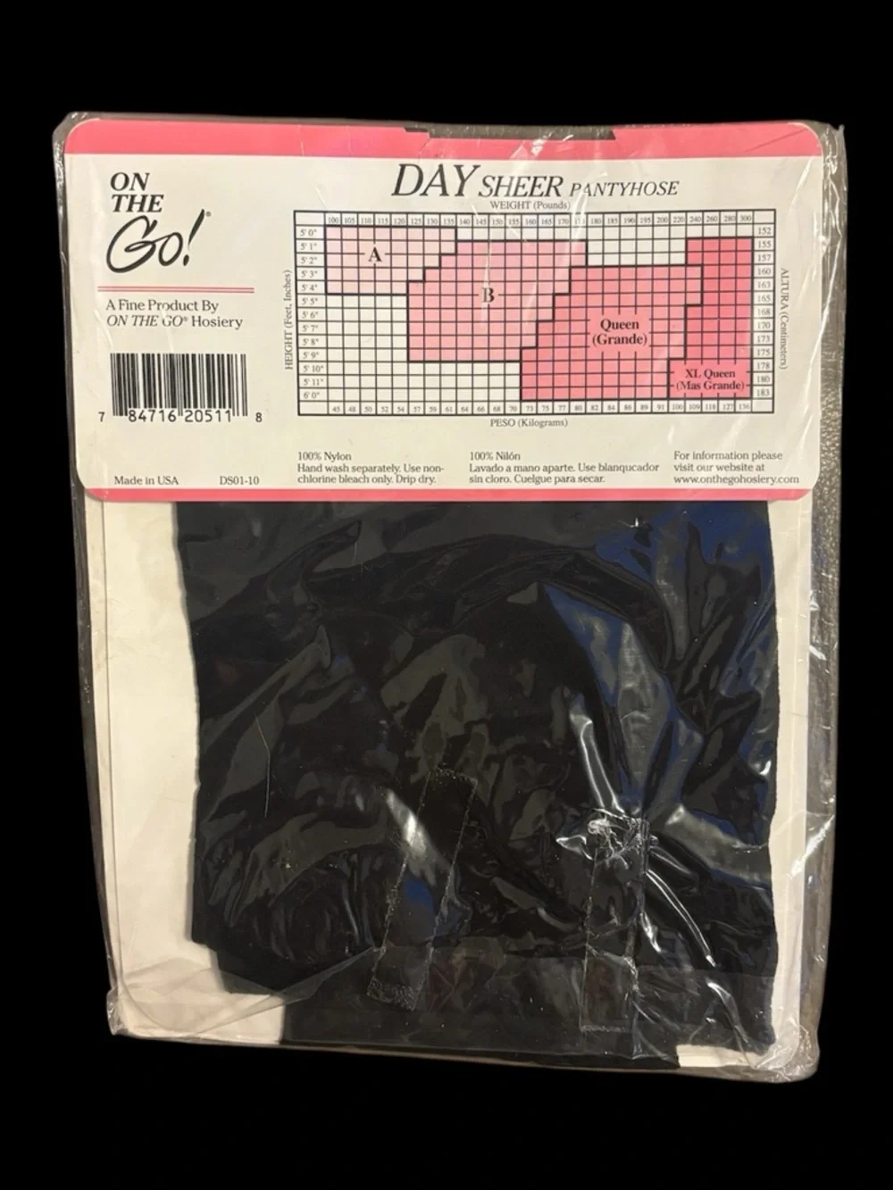 NEW VINTAGE 80s 90s Pantyhose On The Go! Day Sheer Black Size A USA Made Retro